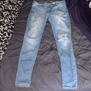 Light wash distressed super skinny hollister jeans